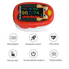 1pc Tri-Color Cute Rechargeable Fingertip Pulse Oximeter, Blood Oxygen Saturation Monitor With Pulse Rate And Fast SpO2 Readings, Oxygen Meter With Type-C Charging - Multicolor - View 7