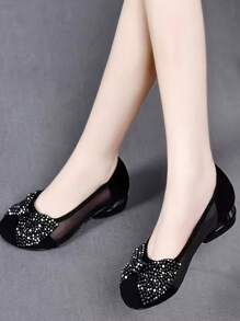 2025 Summer New Breathable Mesh Sandals With Bowknot, Soft Bottom Hollow Out Fashionable Non-Slip Slip-On Casual Shoes For Mothers