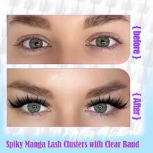 050Lash Clusters Manga Eyelash Clusters Spiky Cluster Eyelash Extensions 10-16mm Anime Lash Extension C Curly Cosplay Doll Cluster Eyelashes 120Pcs DIY Individual Cluster Lashes Thin Band-1 - Anime 02 - 查看 5