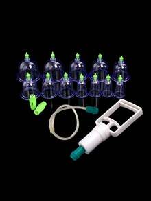 拔罐套装，7/16件美容真空拔罐按摩杯，带真空泵的中式拔罐套装，家用拔罐套装，美容院按摩拔罐套装，治疗师的理想选择，针灸和艾灸的选择 - 彩色 - 查看 10