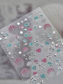 1 pieza Pegatina de uñas de diamante de cristal 5D de alta calidad, pegatinas de uñas premium con estrellas y conchas, diseñado para niñas, la mejor opción de regalo para niñas