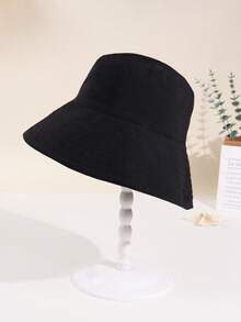 1pc Solid Color Bucket Hat, Large Brim Sun Protection Fishing Cap,Foldable Packable, Lightweight Hand Washable,Unisex For Outdoor Travel Beach Summer Vacation Spring-Summer,Autumn Accessory - Multicolor - View 5