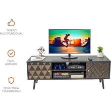 Centro de Entretenimiento para Tele Mesa Tipo Consola para TV Estilo Vintage con Cajones (Negro) - Negro1 - Ver 5