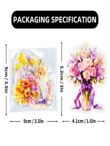 50sheets Decorative Stickers, Laser Flower PET Transparent Sticker Hand Account Waterproof Stickers For Scrapbook Label Diary Stationery Album Telephone Journal Planner - Multicolor - View 3