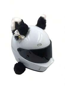 2 pièces Décoration de casque avec oreilles de chat et clochette dorée, oreilles en peluche pour casque, accessoires de casque de moto de ski, oreilles de chat pour casque, accessoire adhésif en peluche pour casque de vélo et de moto, décoration de casque pour Noël, Halloween, Jour des Morts