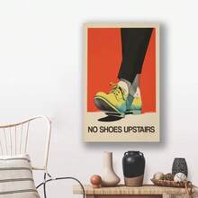 Framed No Shoes Upstairs Printable Funny Entryway Wall Art Retro Print No Shoes Inside Please Print  Entrance Sign Retro Poster Shoes Off,Pictures,Cuadros Para La Sala,Dom Decor,Room Decor,Bathroom Decor,Painting,Made In The USA Products - Framed - View 3
