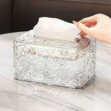 Wave Pattern Paper Towel Box, Transparent Glacial Patterned Tissue Box For Living Room Table - Multicolor - View 1