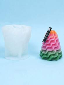 1pc Christmas Tree Candle Silicone Mold, Christmas Pine Cone Shaped Wax Candle, Handmade Soap Decoration - White - View 3