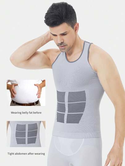 Herr Kompressionslinne Body Shaper Vest - Magkontroll Magmuskeldesign Undertröja För Träning & Vardagsbruk