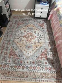 Vintage European Bohemian Oriental All-Over Upgraded Fabric & Material Delicate Clear Decorative Crystal Velvet Rug, With Striped Texture, Soft Crystal Velvet Material Without Pile, Suitable For Bedroom, Living Room, Closet, Children's Room, Multi-Purpose Room, Casual Home Decor, Room Decor, Exotic Style Carpet, Easy Cleaning And Maintenance For Home Use - Red - View 6