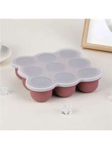 1PC Silicone Ice Cube Tray With Lid, Press Mold, Baby Food Container, 9-Grid Ice Mold - Multicolor - View 17