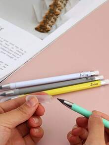定制款永不干涸铅笔，先进技术，永不断墨，马卡龙色系，无需削尖，不易折断，可擦除，返校季必备，多功能，装饰性强，可重复使用，时尚现代，色彩缤纷，可爱复古，卡通风格，卡哇伊风，可定制，个性化，独一无二，适用于员工、客户、学生、商务/工作/办公、学校、办公及学习用品、圣诞装饰，书写流畅 - 彩色 - 查看 6