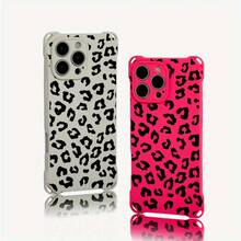 Funda para teléfono (1 unidad). Diseño con estampado de leopardo negro. Incluye orificios para colgar en las cuatro esquinas. Compatible con 13 Pro, 16, 15, 14 Plus y 12. Funda protectora mate integral en TPU. - Colores mixtos 2 - Ver 4