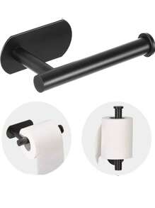 1pc Bathroom Toilet Paper Holder, Self-Adhesive Stainless Steel Roll Paper Holder, Tissue Holder, Perforated Wall Mounted Toilet Paper Holder, Bathroom Roll Paper Holder