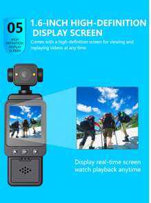 Cámara de acción de bolsillo 4K 1080P, cámara compacta de deportes de alta definición, videocámara portátil con WiFi 4K, grabadora, recargable por USB, rotación de 360°, estabilizador de mano, visión nocturna, adecuada para grabación de vida, viajes, vlogging, transmisión en vivo y aventuras al aire libre - Perfecto como regalo para parejas, vuelta al cole o Pascua