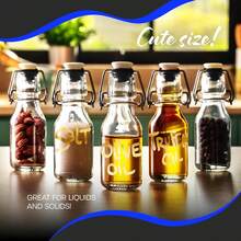 4 Oz Flip Top Glass Bottle Stopper Set| 20 Pack  Round Swing Top Glass Bottles For Juicing /Shrink Wrap, Paper Tags + String, Foldable Funnel, Cleaning Brush & Gold Glass Marker - 20 - View 9