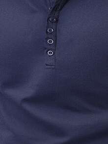 男士休闲简约短袖Polo衫，适合通勤和日常穿着，夏季 - 藏蓝色 - 查看 3