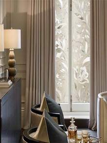 Privacy Film Floral,Glass Shower Door Cover For Privacy,Decorative Stained Glass Window Film, Sun Blocking Window Clings Renter-Friendly Static Cling - White - View 6