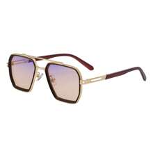 1pc New Double-Beam Vintage Casual Street Fashion Glasses For Men, Metal Square Frame Retro High-End Outdoor Driving Sunscreen Shades, Suitable For Daily Wear