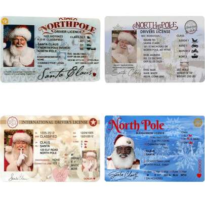 1pc Random Color & Design Santa Claus Virtual Drivers License Sled Driving License Christmas Game Prop, Christmas Decoration