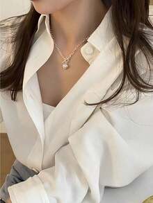 Collar de cadena de plata esterlina elegante con colgante en forma de hebilla de amor, diseño exclusivo de cadena de clavícula para mujer, regalo de San Valentín - Collar de amor con hebilla OT - Ver 6