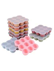1PC Silicone Ice Cube Tray With Lid, Press Mold, Baby Food Container, 9-Grid Ice Mold - Multicolor - View 2