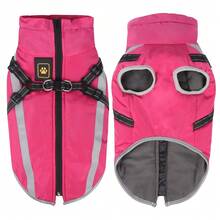 Winter Thickened Reflective Jacket For Pets, Windproof And Waterproof Dog Outdoor Jacket With Harness, Suitable For Medium And Large Dogs, Soft And Comfortable Warm Coral Fleece Inside - View 6