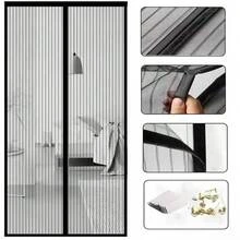 Mosquito Door Curtain, Invisible Ventilation Door Screen, Punch-Free, Magnetic Automatic Closing, Insect Fly Screen 210cm*90cm - Black - View 7