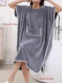 1 Coral Wool Bathrobe Solid Color Design Hooded Women's Bathrobe, Wearable Towel, Bath Towel, Robe, Women's Bathrobe, Super Soft, Absorbent, Warm, Sleepwear, Neutral Home Clothes, Home Clothes, Suitable For Home, Hotel, Bathroom, Bedroom, Spa, Swimming Pool, Party, Four Seasons Holiday Gift, Mother's Day Back To School