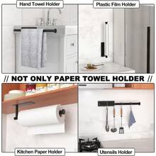 Versatile Stainless Steel Paper Towel Holder - Self-Adhesive Or Drill Installation, Rust-Proof & Waterproof For Kitchen, Bathroom, RV - Space-Saving Under Cabinet Design, Towel Holder For Bathroom