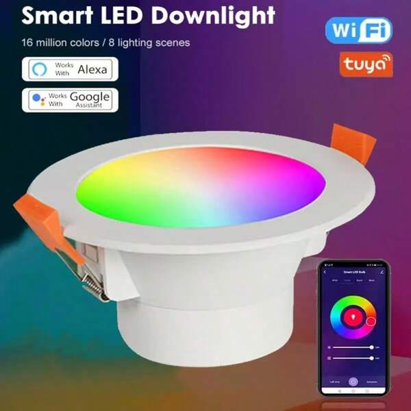 1 Stück 5W/9W integriertes LED-Deckenleuchte, Alexa-kompatibel, Bluetooth Smart Deckenspot mit APP-Sprachsteuerung dimmbar, von warmweiß bis kaltweißm, RGB-Farbwechsel-Licht, für Wohnzimmer, Flur, Decke