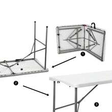 4FT/6FT Plastic Folding Table, Shooting Table, HDPE Portable Picnic Table Outdoor, Camping, Party, Wedding, Picnic, With Lock, Handle - White - 白色 - 查看 11