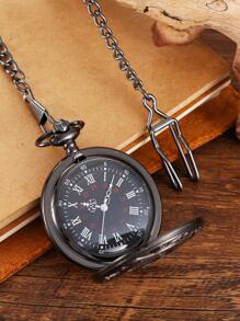 1 pieza Reloj de bolsillo vintage estilo británico con números romanos para hombres
