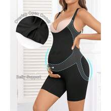 Y25D Women's Maternity Bodysuit Seamless Pregnancy Shapewear Shorts Under Dresses Belly Support