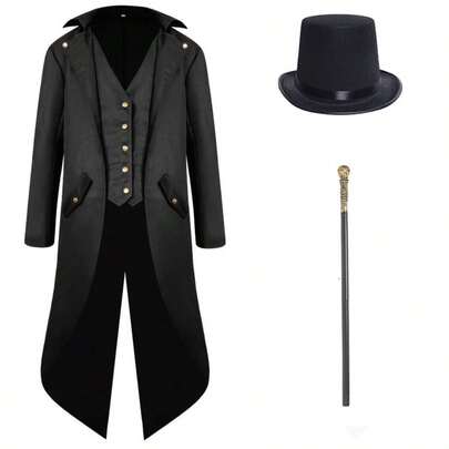 欧洲中世纪复古男士燕尾服服装，红色/多色正式西装，适合舞台表演