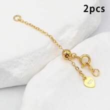 2pcs Heart-Shaped Extender Chain, Copper Adjustable Extensible Chain Connector For DIY Jewelry Making, Used For Necklaces, Anklets, Key Chains