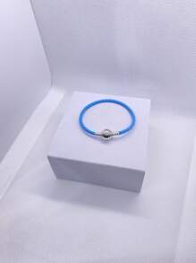 1 pièce Bracelet  rond à boucle de charme de haute qualité pour femmes, convient pour le port quotidien, compatible avec les perles de charme, cadeau parfait pour Noël et la Saint-Valentin