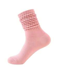 1双秋冬厚粉色袜子日常时尚百搭户外运动亲肤舒适透气男女童校园装防臭厚保暖家居休闲袜男士毛绒袜长袜
