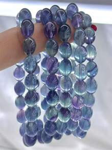 8mm天然海水蓝萤石珠单圈手链批发，天然萤石夏季百搭水晶串，水晶饰品