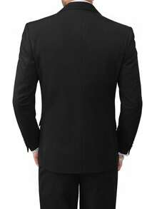 3pcs Men's Fashion Solid Color Slim Fit Stretchy Business Suit Set, Includes Blazer, Waistcoat, Pants For Work/Formal Wear