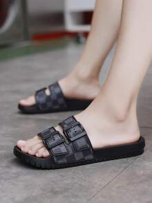 Summer Large Size 39-47 Men's Slippers Outdoor Comfortable Men's Casual Shoes Lightweight Anti Slip Home Slippers Wear-Resistant Breathable Men's Sandals Outdoor Daily Wear Men's Shoes(Asymmetrical Pattern) - Black - View 5