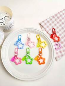 8个可爱小熊和星星造型钥匙扣，背包挂件，送给朋友的小礼物，汽车配件，包包挂饰，学习用品 - 彩色 - 查看 2