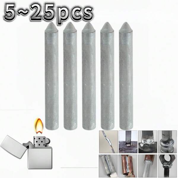 5/10/25 peças de hastes de solda | Haste de solda de alumínio universal de baixa temperatura | Para uso com isqueiro | Ferramenta multiuso para reparar cobre/ferro/alumínio/aço inoxidável/PVC | Uso doméstico |
