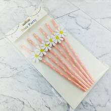 30 piezas, Pajitas de papel con diseño de margarita, decoraciones de fiesta con margaritas, pajitas con diseño floral rosa para suministros de fiesta de cumpleaños, baby shower, decoración de boda