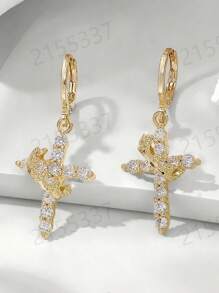 Fashion Elegant/Retro Copper Micro-Inlay Cross Earrings