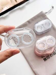 XIANG YU 新款透明防漏隐形眼镜盒，隐形眼镜收纳盒，镜片盒，储物盒，适合学校、户外旅行和居家使用，必备收纳工具 - 多色 - 查看 3