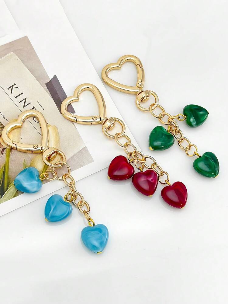 1 pezzo Ciondolo portachiavi in resina a forma di cuore, accessorio per borse, regalo per donna | SHEIN ALIA