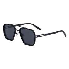 1pc New Double-Beam Vintage Casual Street Fashion Glasses For Men, Metal Square Frame Retro High-End Outdoor Driving Sunscreen Shades, Suitable For Daily Wear