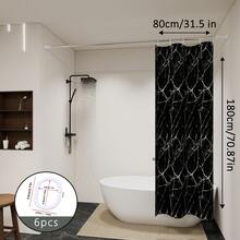 优质黑色大理石纹浴帘，奢华风格，易于清洁，防水，不透明，适用于浴室、酒店、家庭、学校，各种尺寸，可调节，带挂钩浴室装饰