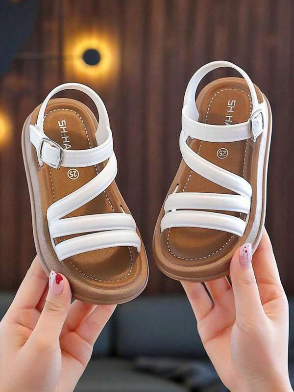 1 Par de Sandalias  para Niñas,Estilo Princessa, Minimalista y Lindo, con Suelas Suaves Antideslizantes, Moda para Playa , Diseño Puff Moderno, Cómodas y Elegantes con Cierre